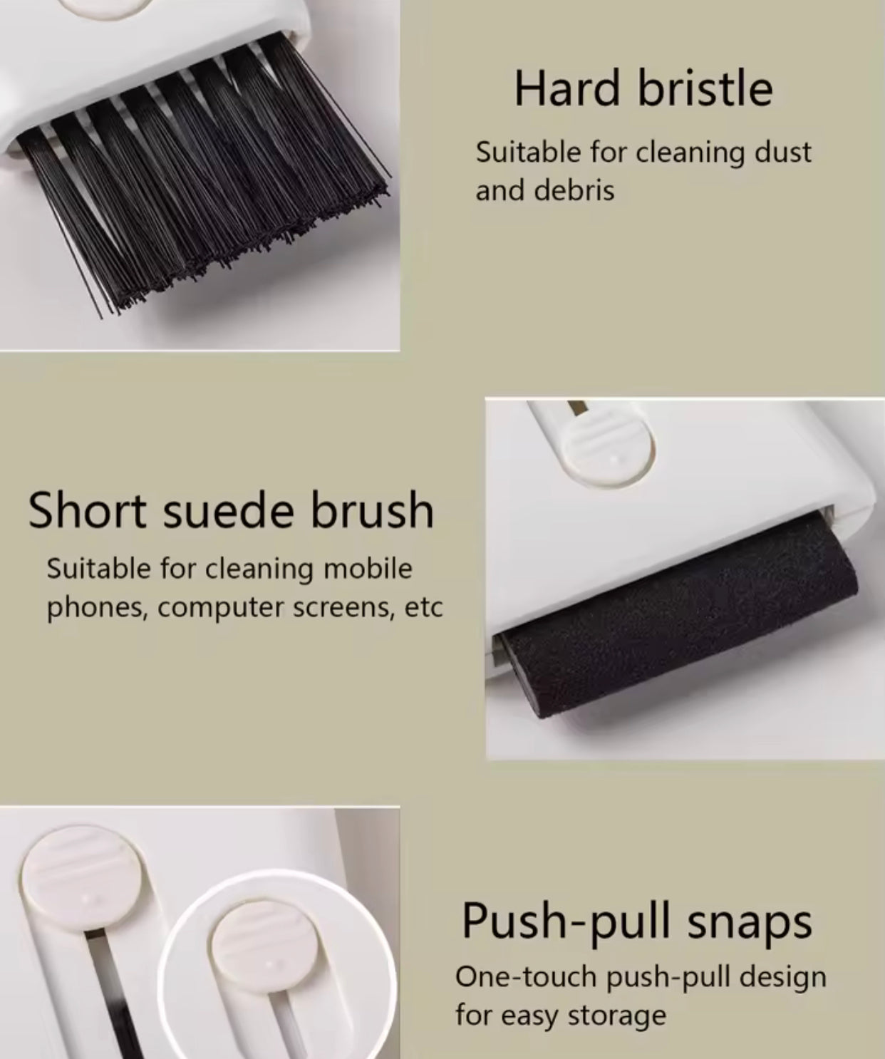 2 In 1 Cleaning Brush Computer Screen Wipe Retractable Monitor LCD Display Digital Camera Keyboard Cleaner With Free Alcohol Ammonia