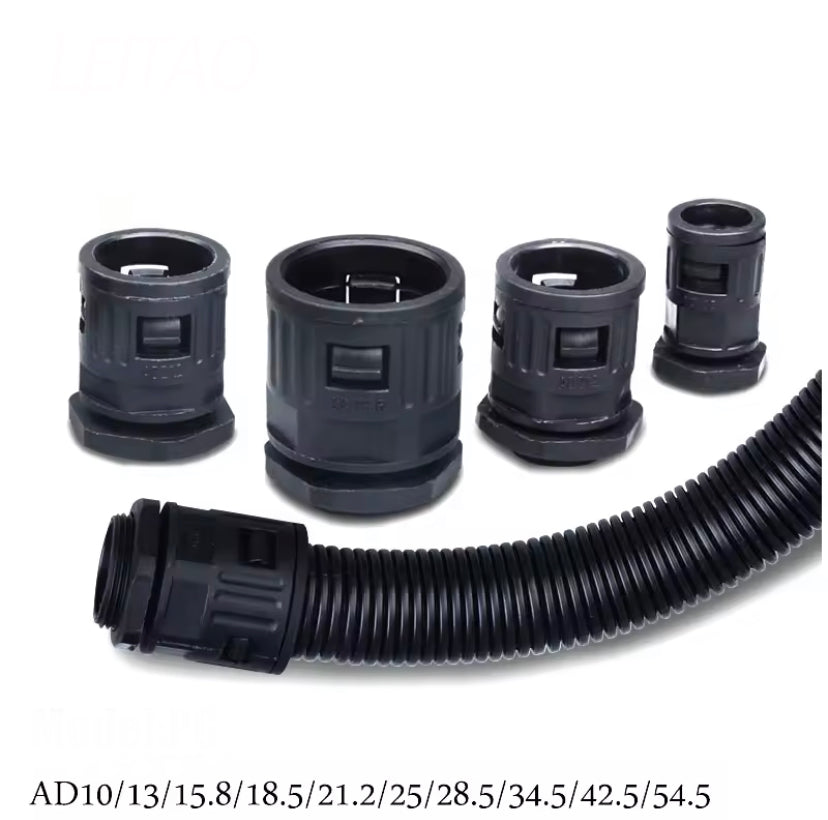 Corrugated Pipe Joint Plastic Tube Connecto Bellows Joint AD10-AD54.5 Cable Gland Nylon Joint Pipe Glands