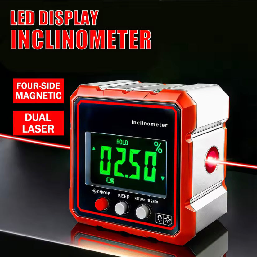 Digital Angle Meter 4-Side Magnetic Angle Gauge With Laser Electronic Protractor Horizontometer Inclinometer Angle Ruler Slope Measuring