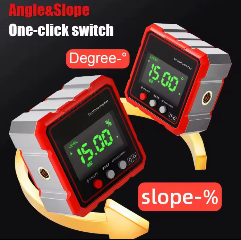 Digital Angle Meter 4-Side Magnetic Angle Gauge With Laser Electronic Protractor Horizontometer Inclinometer Angle Ruler Slope Measuring