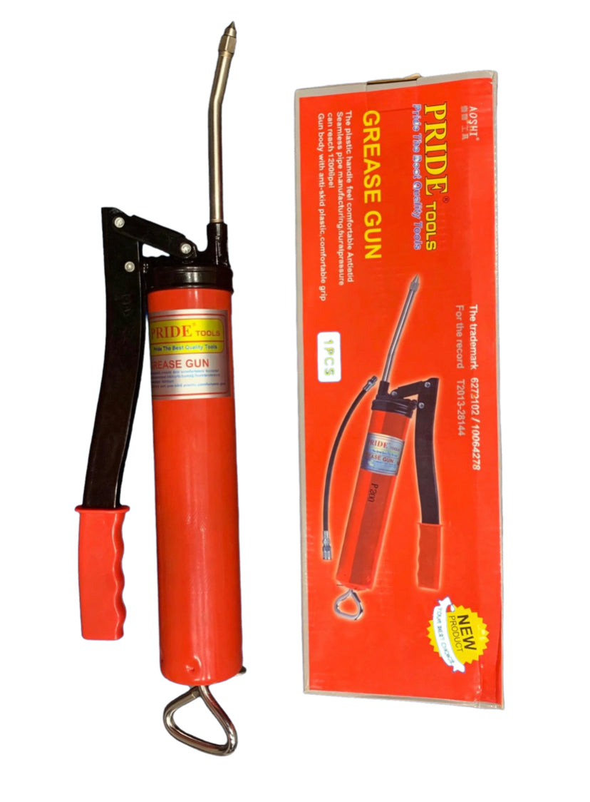 PRIDE 400cc Manual Grease Gun High Pressure Lubrication Tool Single Rod Automotive Grease Injector Syringe for Oil And Car Lubrication SUV Trucks with Flexible Extension Hose