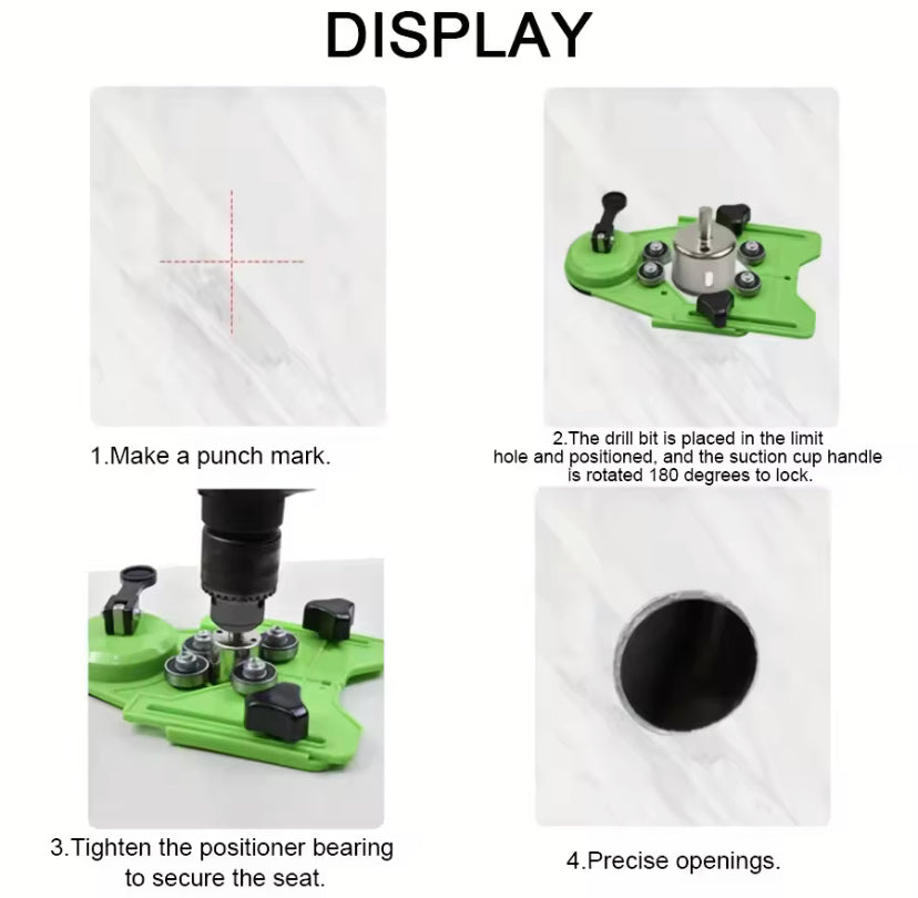 Drill Guide Positioning Tool for Tile, Glass, Marble – Vacuum Suction Holder for Accurate Drilling, Ceramic Tile Chamfering Tool