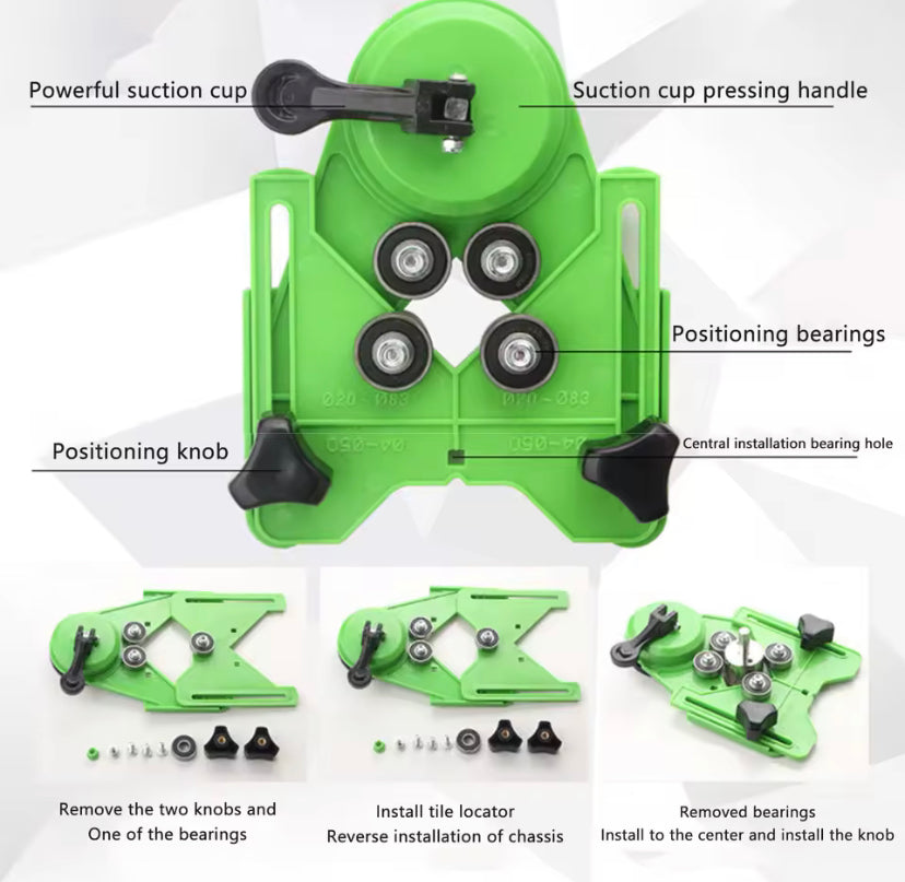 Drill Guide Positioning Tool for Tile, Glass, Marble – Vacuum Suction Holder for Accurate Drilling, Ceramic Tile Chamfering Tool