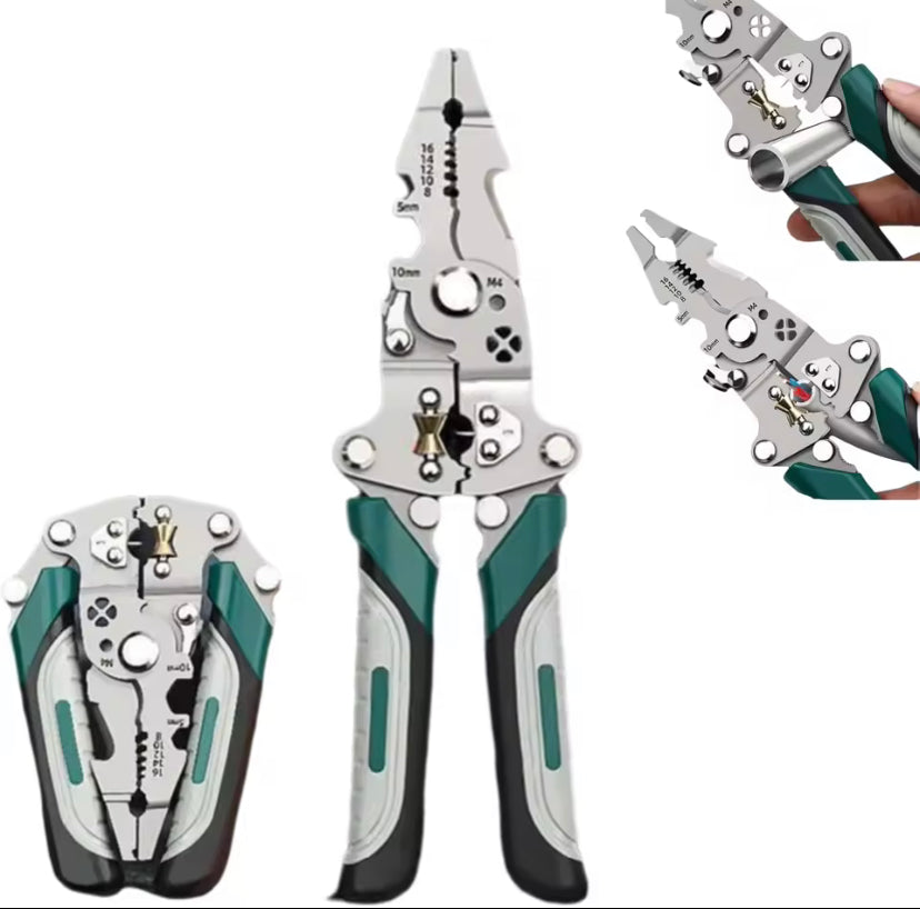 Foldable 18-in-1 Wire Stripping Pliers Crimping Tool - Multifunctional Electrician Pliers, Professional-Grade Electrician Tools | Compact Folding Design for Secure Connections and DIY Projects