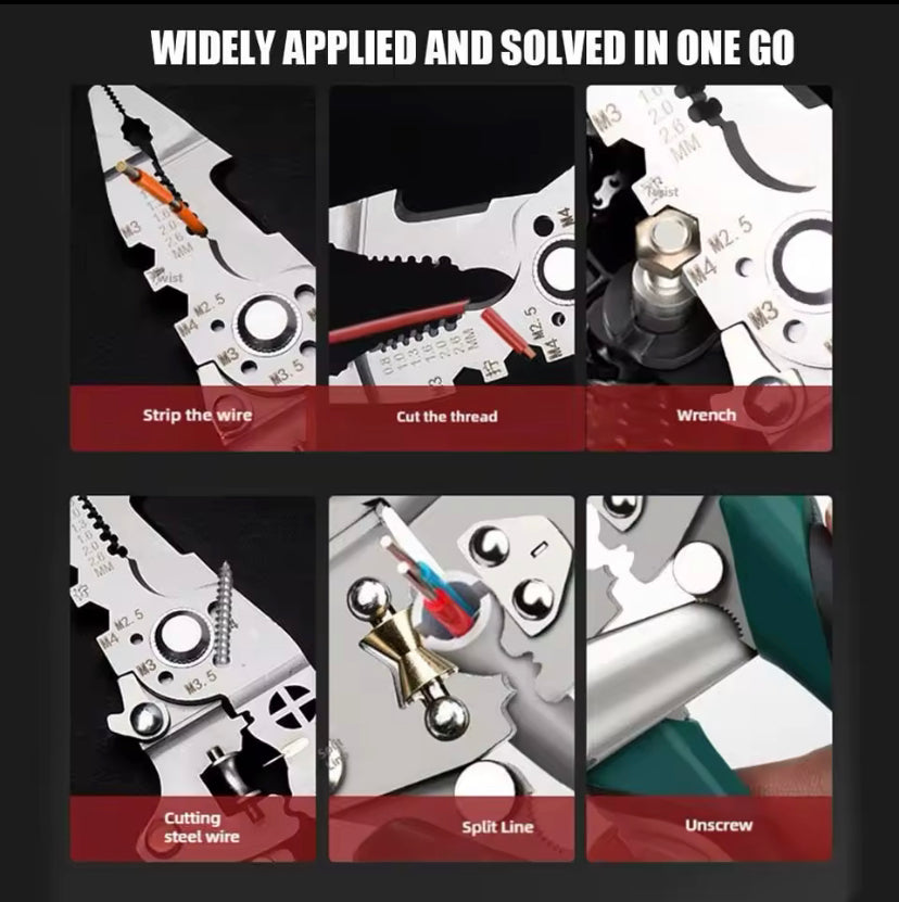 Foldable 18-in-1 Wire Stripping Pliers Crimping Tool - Multifunctional Electrician Pliers, Professional-Grade Electrician Tools | Compact Folding Design for Secure Connections and DIY Projects