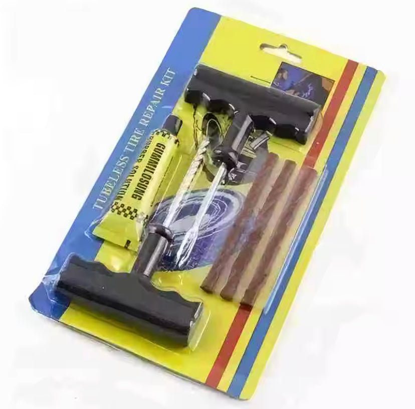 6PCS Tire Repair Tools Kit Car Motorcycle Bike Tyre Puncture Repairing Tool Tubeless Tires Repair Rubber Strips Plug Tool