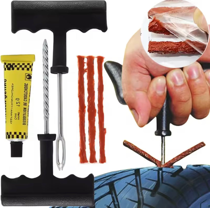6PCS Tire Repair Tools Kit Car Motorcycle Bike Tyre Puncture Repairing Tool Tubeless Tires Repair Rubber Strips Plug Tool