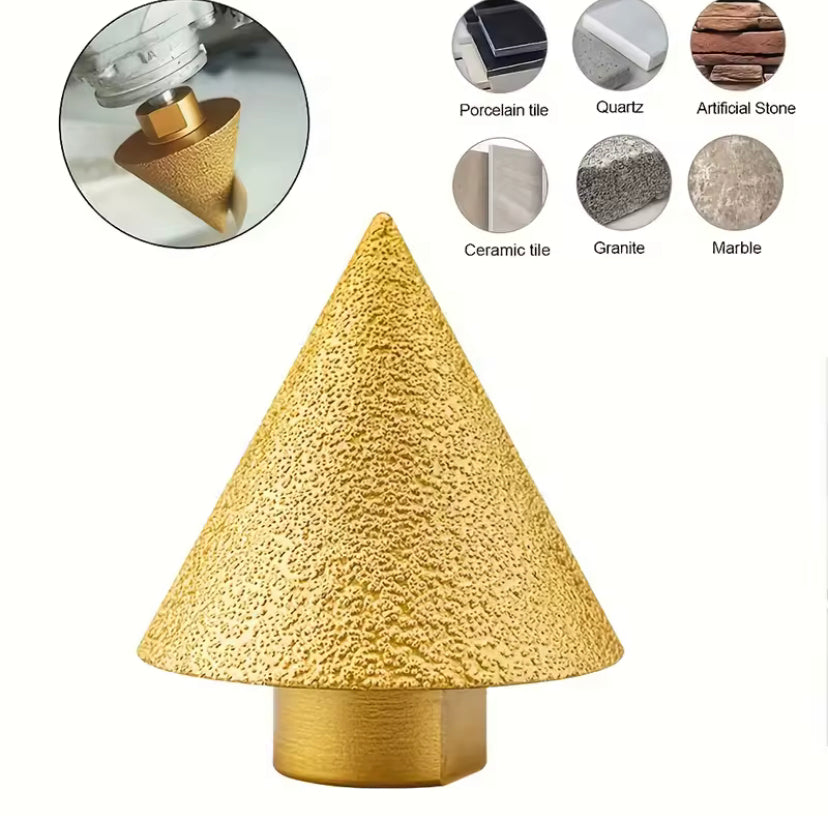 1PC M14 Thread Diamond Beveling Chamfer Bit 50mm Cone Punching Expanding Drill Bit Grinding Wheel Ceramic Tile Chamferer