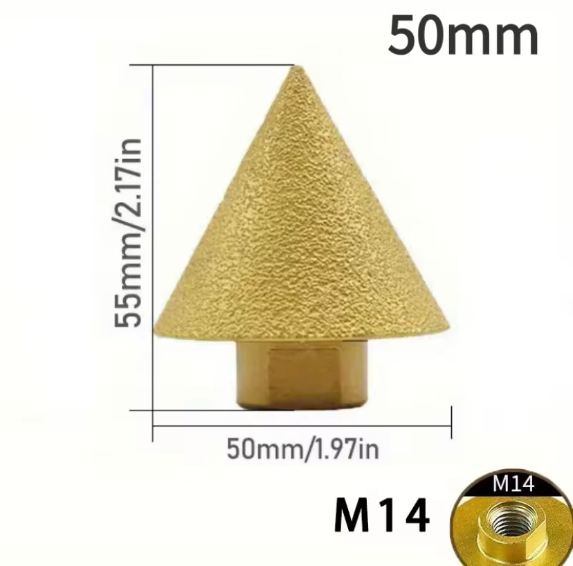 1PC M14 Thread Diamond Beveling Chamfer Bit 50mm Cone Punching Expanding Drill Bit Grinding Wheel Ceramic Tile Chamferer