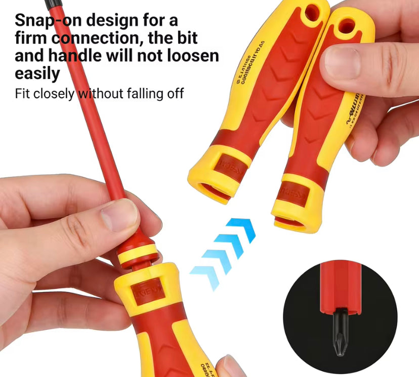 6-in-1 Insulated Voltage Tester Screwdriver Set, 1000V  Voltage Detection, Magnetic Tips With Case  Home and Professional Use Electricians Tools