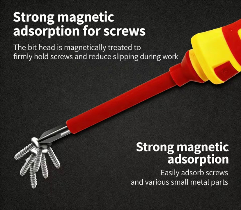 6-in-1 Insulated Voltage Tester Screwdriver Set, 1000V  Voltage Detection, Magnetic Tips With Case  Home and Professional Use Electricians Tools