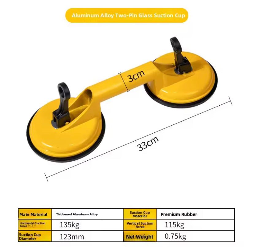 2 Claws Aluminum Alloy Two Claw Glass Suction Cup 123M Rubber Pad for Tile Floor Moving Tool Home Decoration And Renovation