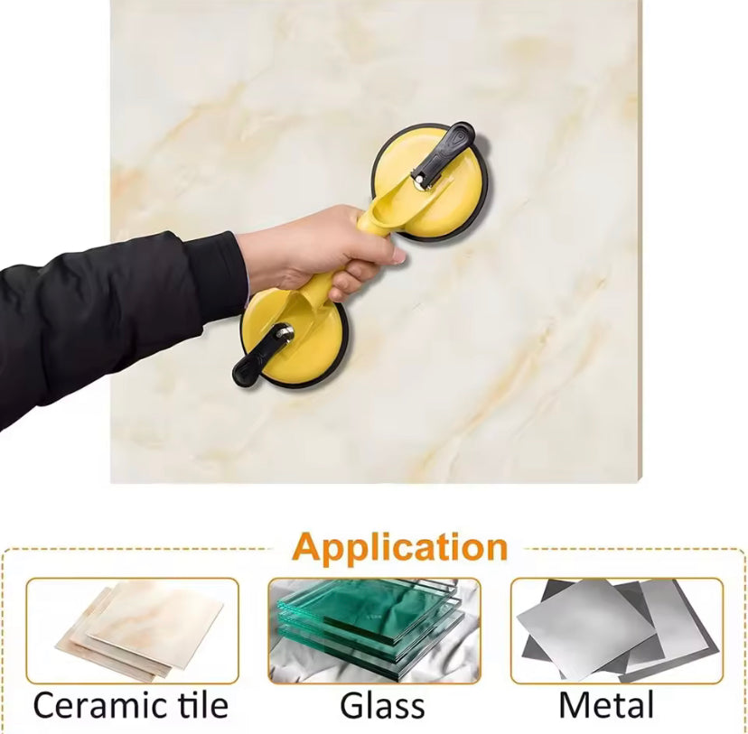 2 Claws Aluminum Alloy Two Claw Glass Suction Cup 123M Rubber Pad for Tile Floor Moving Tool Home Decoration And Renovation