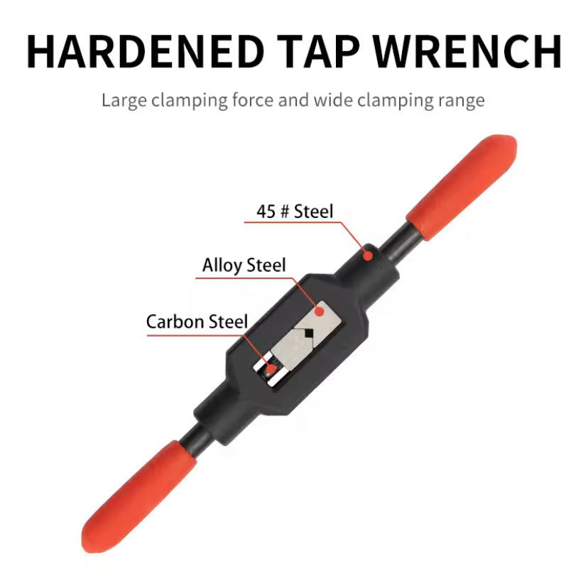 1PC Adjustable Tap Wrench Handle for M1-M8~M9-M27 Metric Taps Superhard High Carbon Steel Tap Reamer Hand Threading Tools