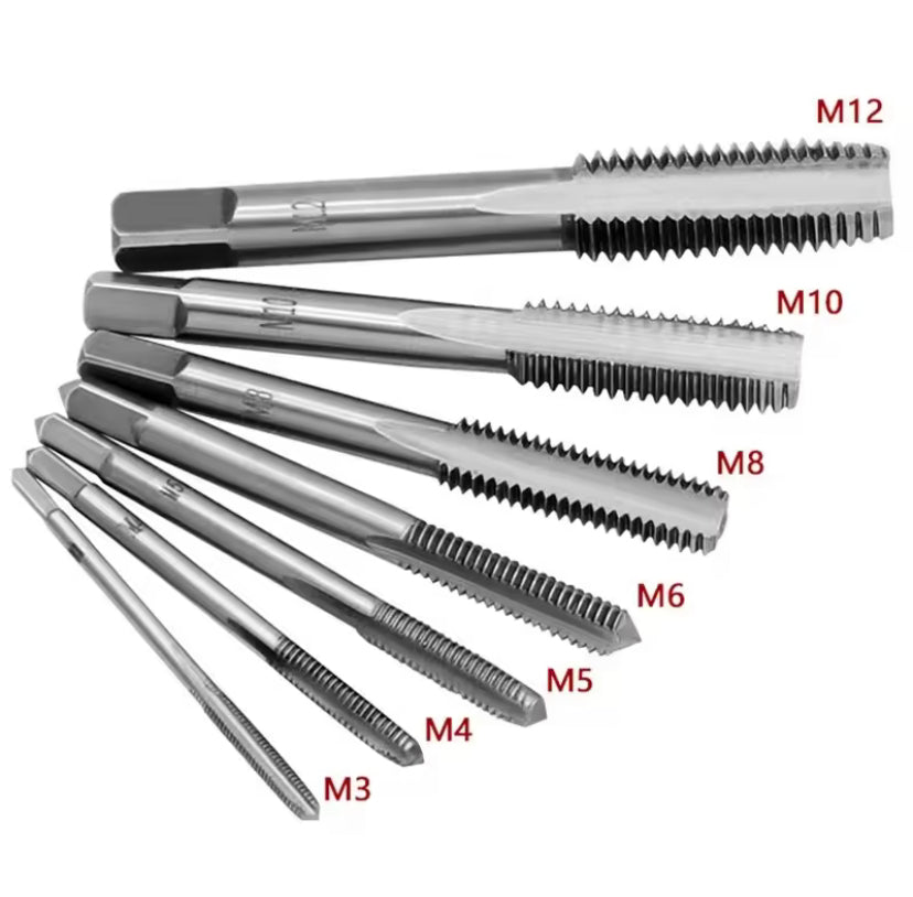 8PCS Tap Set Adjustable Wrench T-Handle Milling Tap High Speed Steel Taps Metric Screwdriver Thread Tapping Drill Holder Hand Tool Set