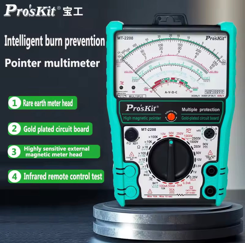 Proskit MT-2208 pointer meter high-precision mechanical external magnetic anti burn multimeter maintenance electrician's meter