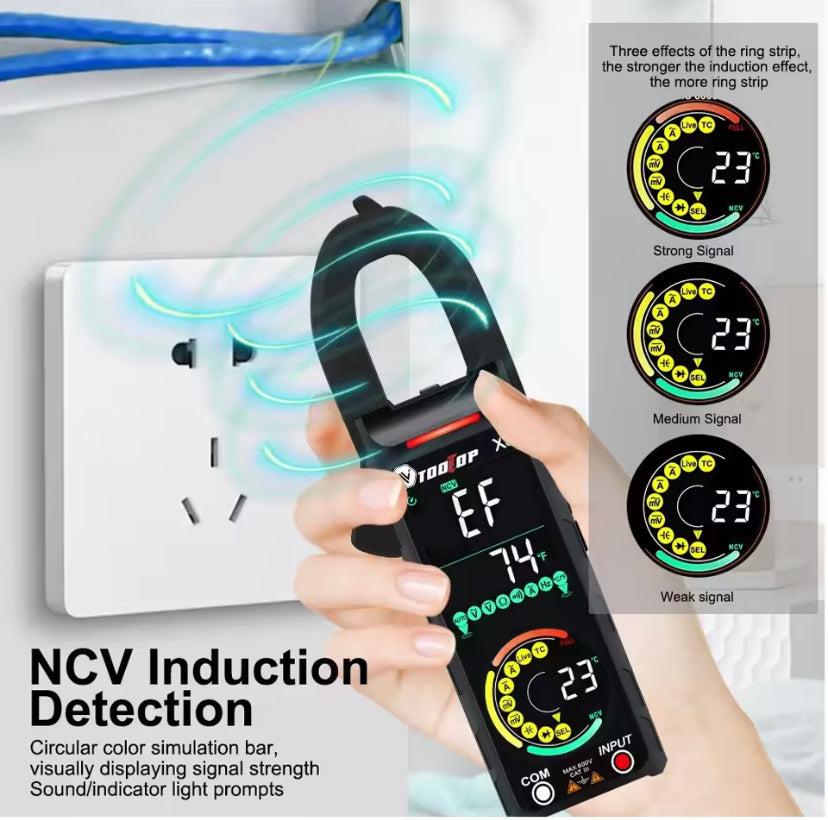 TOOLTOP X6 400A 600V DC/AC Clamp Multimeter AC DC Current Voltage Tester Hz Capacitance NCV Ohmic Diode Clamp Meter