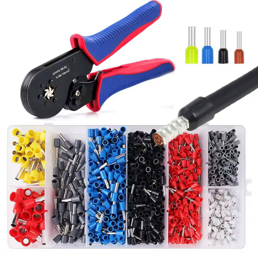 Ferrule Crimping Tool 16-6 AWG 28-5 with 1200PCS Ferrules Kit, Hexagonal Crimper Pliers for End-Sleeves Terminal Ferrule Terminals