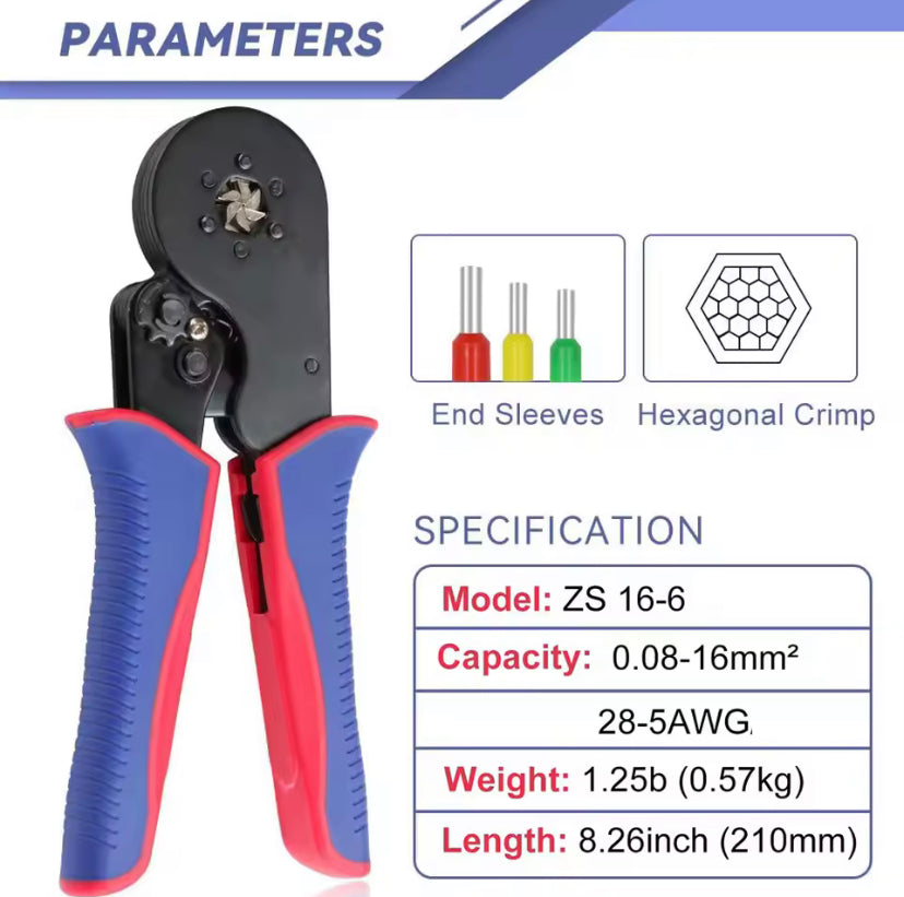 Ferrule Crimping Tool 16-6 AWG 28-5 with 1200PCS Ferrules Kit, Hexagonal Crimper Pliers for End-Sleeves Terminal Ferrule Terminals