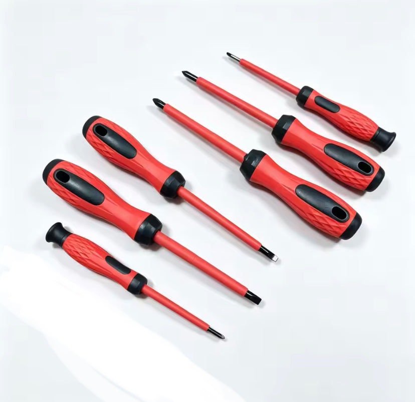 6pcs Magnetic Screwdrivers High Hardness Cross Straight Heads  Insulated Screw Driver Home Daily Hand Tool