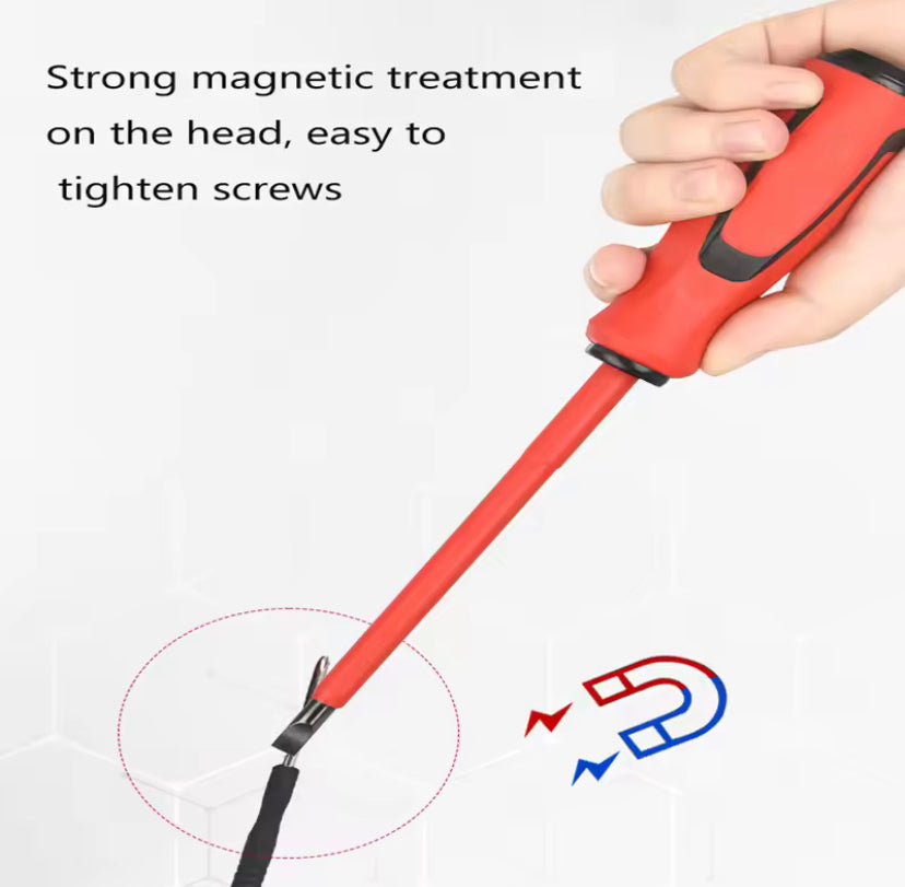 6pcs Magnetic Screwdrivers High Hardness Cross Straight Heads  Insulated Screw Driver Home Daily Hand Tool