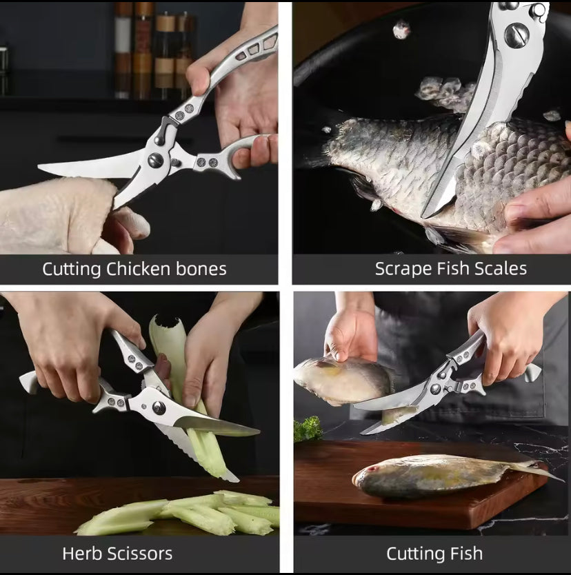 Heavy Duty Kitchen Scissors Meat Fruit Boning Fishing Hunting Camping  Professional Stainless Steel Chicken Bone Kitchen Shears