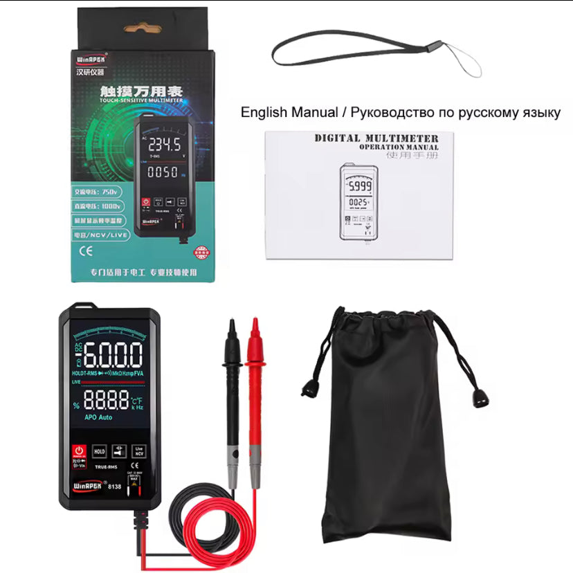 WinAPEX 8138 Touch Screen Digital Multimeter Automatic 6000 Counts True-RMS Voltage Frequency Capacitance Diode NCV Tester