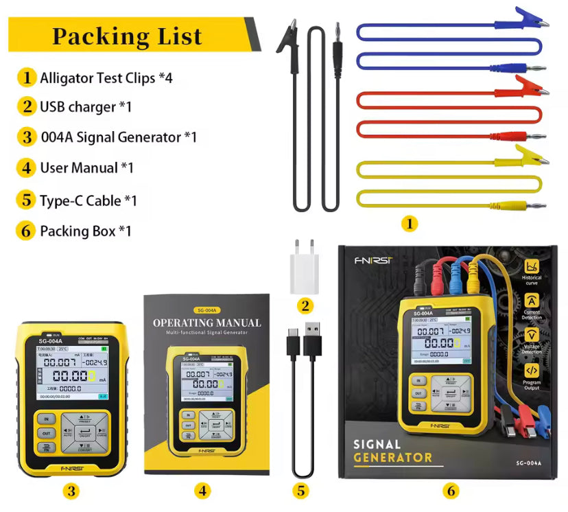 FNIRSI SG-004A 4-20mA Multifunctional Signal Generator Thermocouple Resistance Pressure Transmitter Process Calibrator