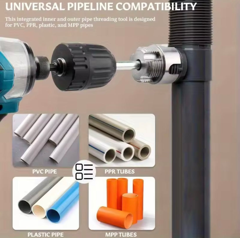 1 inch Pipe Threader Electric Drill PVC PPR Pipe Threading Tool, 1 Inch Internal External Thread Cutter Plumbing Water Pipe Thread Maker