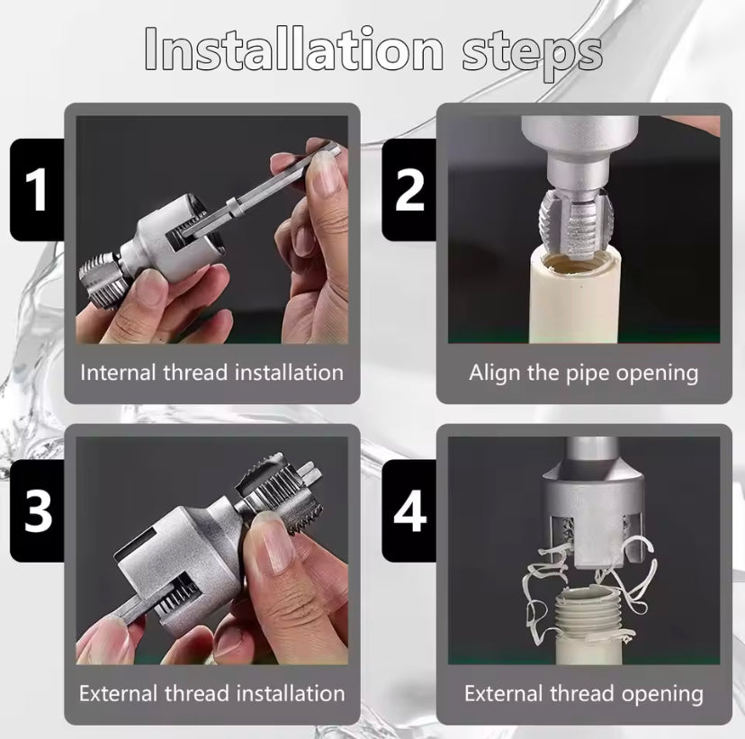 1 inch Pipe Threader Electric Drill PVC PPR Pipe Threading Tool, 1 Inch Internal External Thread Cutter Plumbing Water Pipe Thread Maker