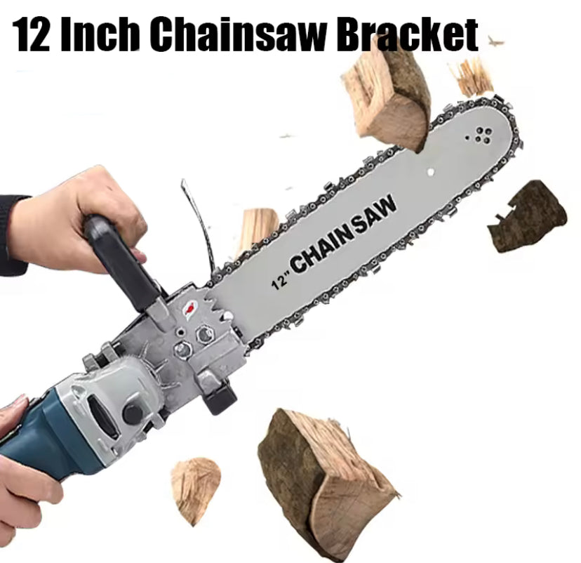 Angel Grinder To Electric ChainSaw Converter 12 INCH Multifunction Adapter Converter Bracket DIY Set For 12'' Electric Angle Grinder Woodworking Tools