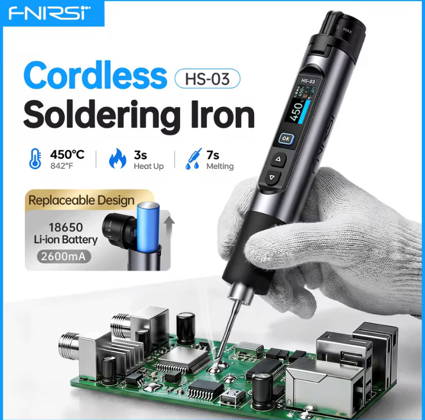 FNIRSI HS-03 Wireless Soldering Iron 10W Rechargeable Portable Soldering Iron 100-450℃ Adjustable Professional Soldering Kit