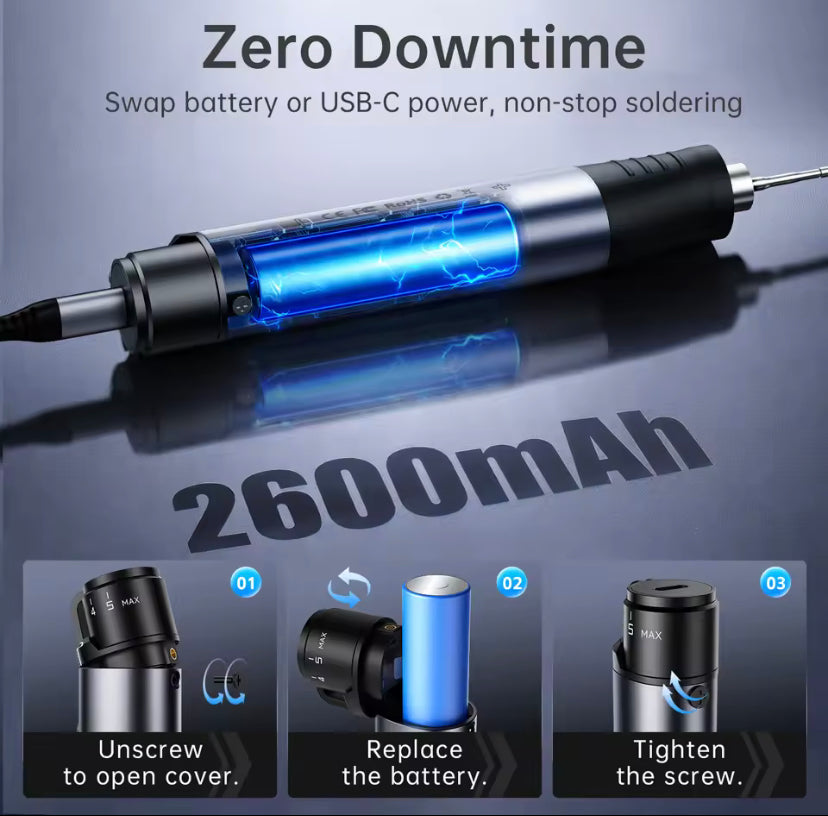 FNIRSI HS-03 Wireless Soldering Iron 10W Rechargeable Portable Soldering Iron 100-450℃ Adjustable Professional Soldering Kit