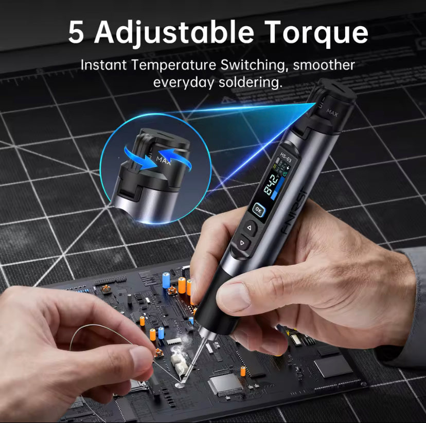 FNIRSI HS-03 Wireless Soldering Iron 10W Rechargeable Portable Soldering Iron 100-450℃ Adjustable Professional Soldering Kit