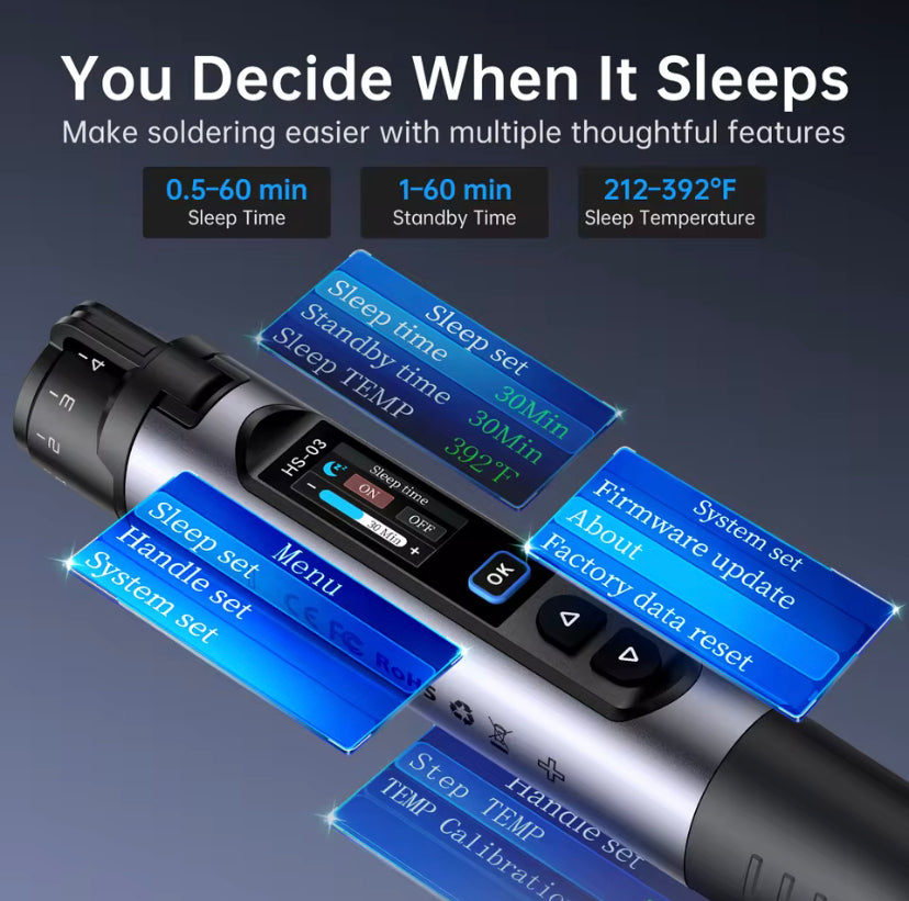 FNIRSI HS-03 Wireless Soldering Iron 10W Rechargeable Portable Soldering Iron 100-450℃ Adjustable Professional Soldering Kit