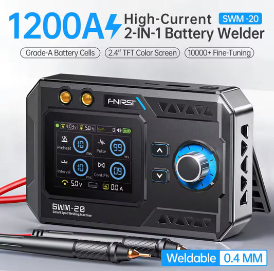 FNIRSI SWM-20 Portable Spot Welder Double Pulse Battery Welding Machine 18650 Battery DIY Pack Welding Tool 0.4mm Nickel Chip