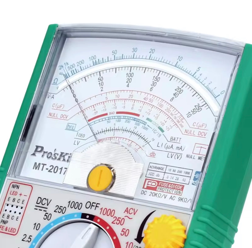Pro'sKit Analog Pointer Multimeter MT-2017  Safety Standard Protective Function Ohm Test Meter DC AC Voltage Current Tool