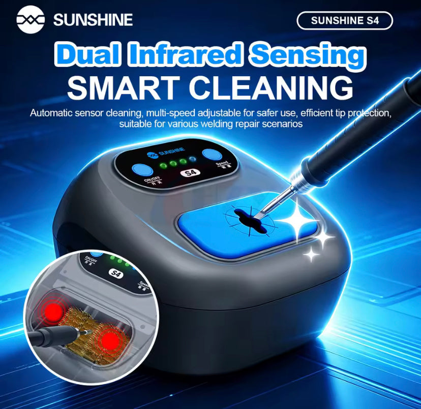 SUNSHINE S4 Soldering Iron Tip Cleaner Dual Infrared Auto Sensor Induction Cleaning Machine/Tip Protection for Repair Station