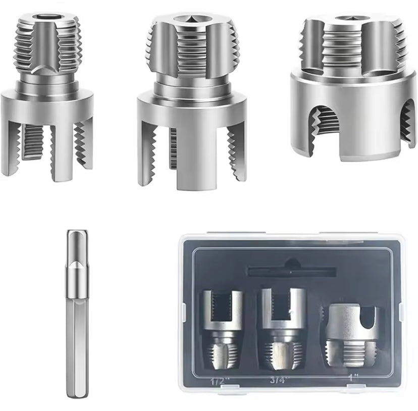 3 Size Pipe Threading Tool Set 1/2, 3/4 And 1 INCH Integrated Internal External Thread Maker for PVC PPR Plastic Water Pipe General Plumbing Die Set
