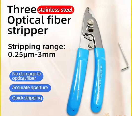 FS-90 Steel Three Mouth Miller Fiber Stripping Coated With Leather Wire For Optical Cable Pliers
