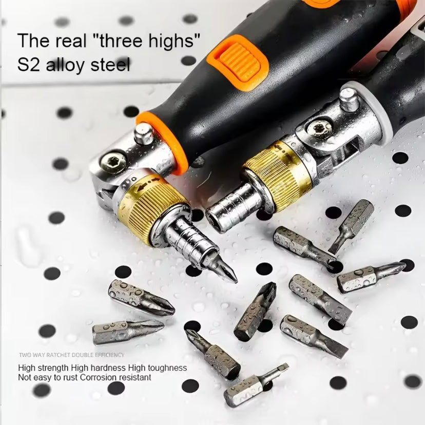 Multifunction Ratchet Screwdriver Sets with 10pcs Drill Head Multi-Angle Portable Household Hand Maintenance Repair Tool