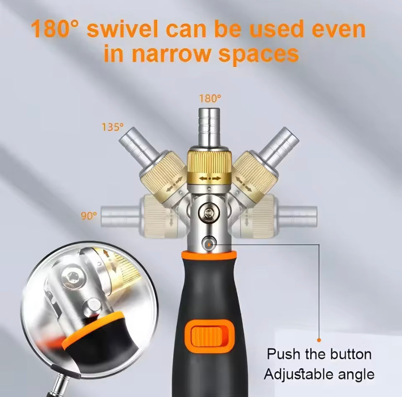 Multifunction Ratchet Screwdriver Sets with 10pcs Drill Head Multi-Angle Portable Household Hand Maintenance Repair Tool