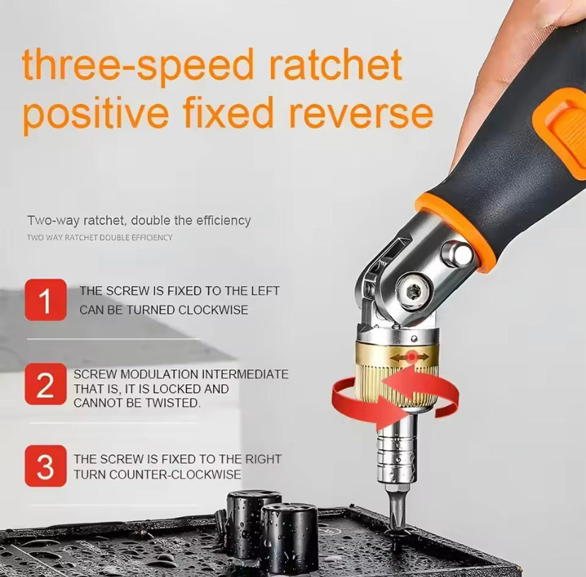 Multifunction Ratchet Screwdriver Sets with 10pcs Drill Head Multi-Angle Portable Household Hand Maintenance Repair Tool
