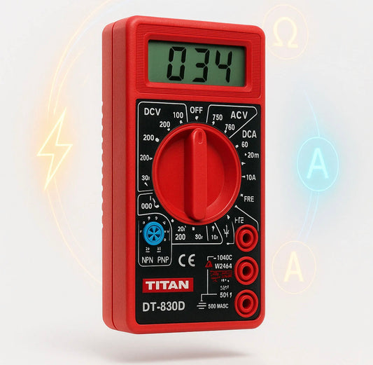 Titan DT830D Digital Multimeter – Handheld LCD AVO Meter for Voltage, Current, Resistance, Diode & Transistor Testing