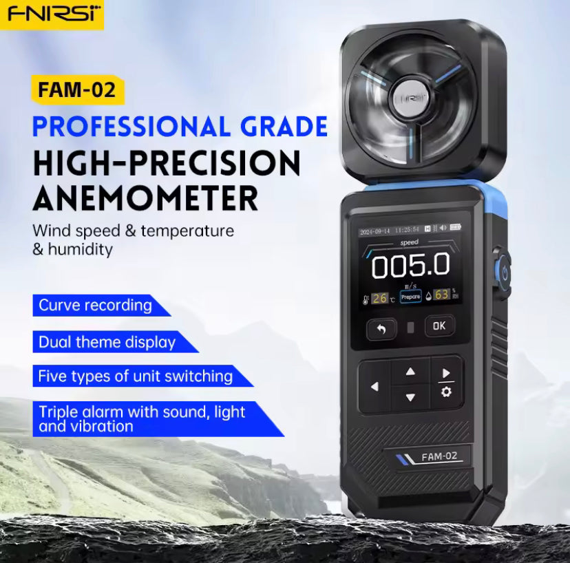 FNIRSI FAM-02 Three in One High Precision Wind Speed Measurement Instrument Handheld Professional Anemometer Anemometer Temperat