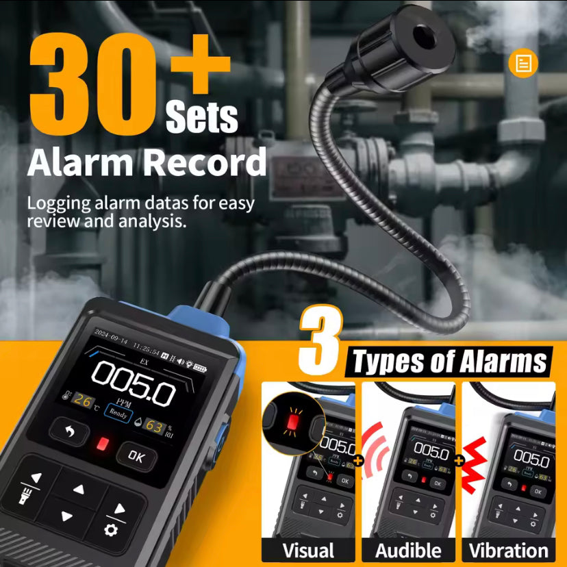 FNIRSI GD-02 Portable Gas Detector 50000PPM Sound Light Alarm Detects Methane Natural Gas LPG Combustible Gas Leakage