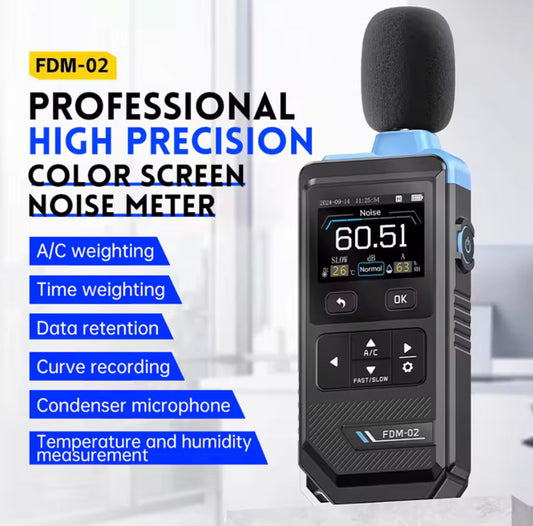 FDM02 Noise Meter Digital 30dB 130dB with High For precision Sensors for Noise Temperature Humidity Measurements