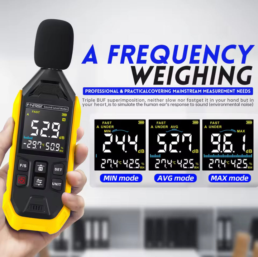 FDM01 Digital Handheld DB Meter 30~130dB Noise Measuring Instrument Audio Sound Level Meter for Work Battery