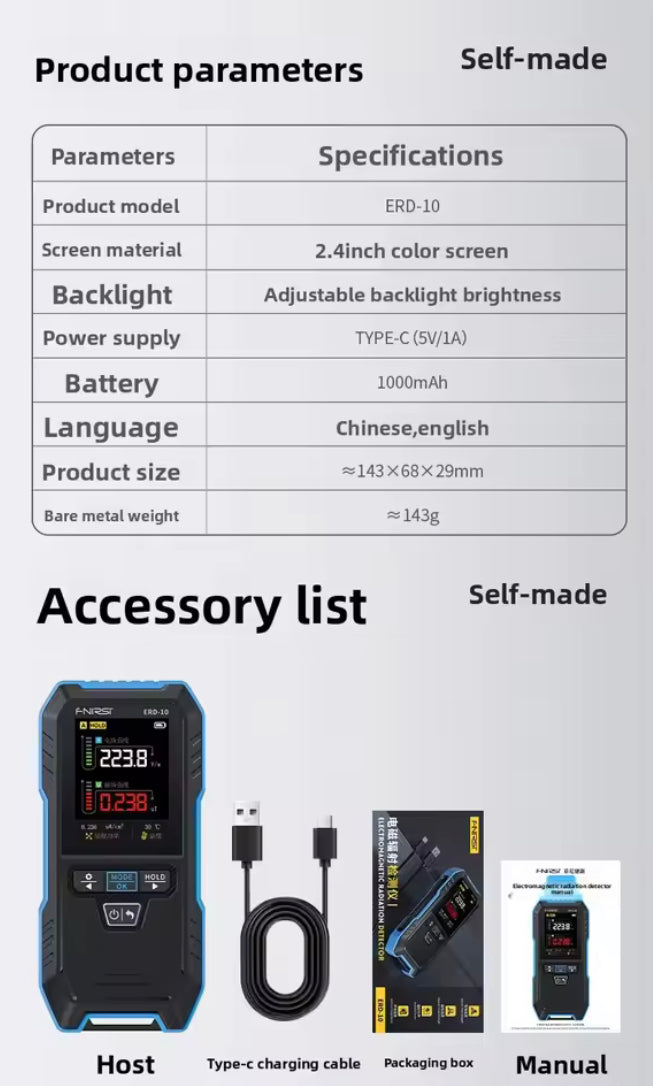 ERD-10 Electrical Electromagnetic Radiation Detector, Household Appliances, Personal Dose Alarm Electromagnetic Field  597