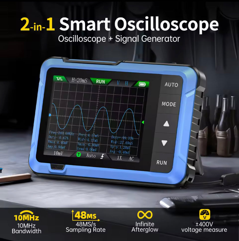 FNIRSI DSO510 2-In-1 Oscilloscope New 10MHz Mini Handheld Digital Signal Generator 48MS/s Sampling Rate Electronic Repair Tool